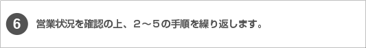6.営業状況を確認の上、2~5の手順を繰り返します。